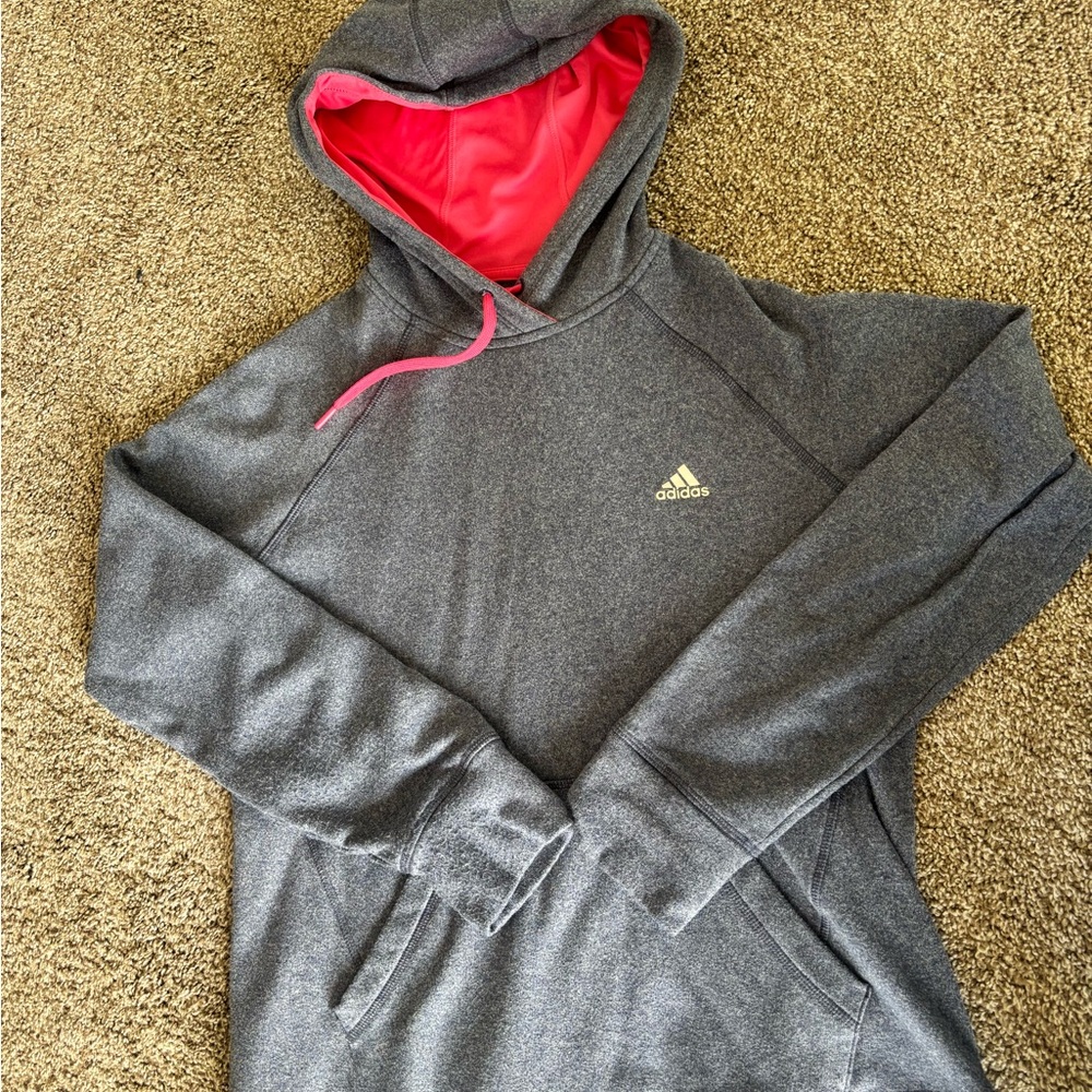 Adidas Charcoal Hoodie with Coral Interior